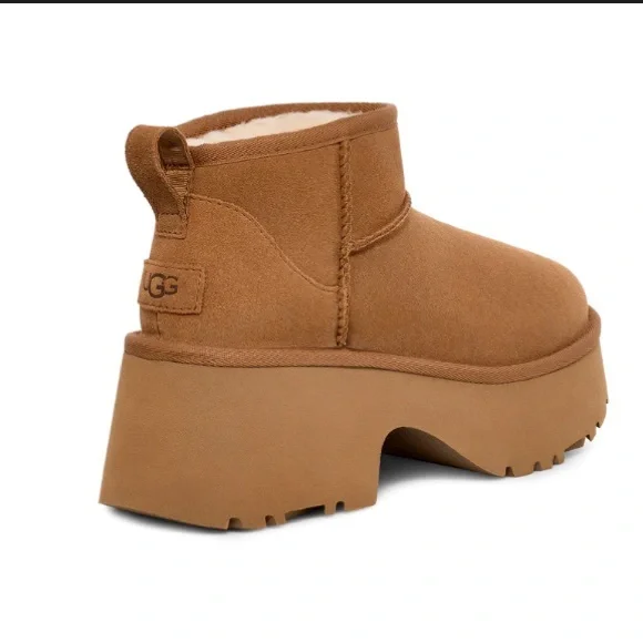 Ugg Women's Tan Platform Ankle Boots, ultra mini new heights - Picture 4 of 10